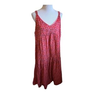Joie Tea Rose Red  and Pink Tiered Dress Size Large